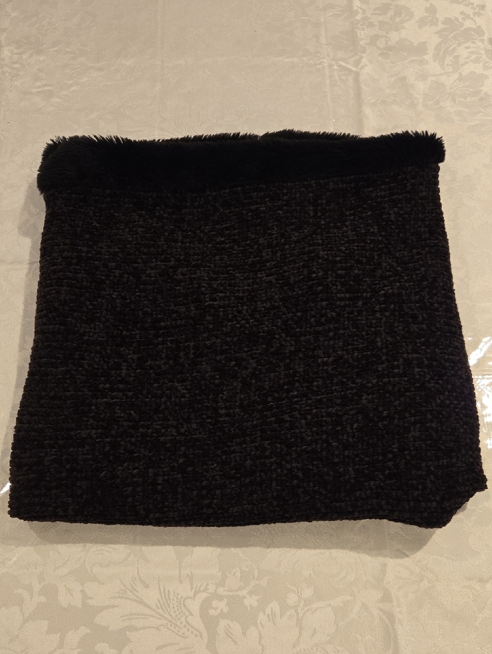 Black Faux Fur Neck Warmer Infinity Scarf